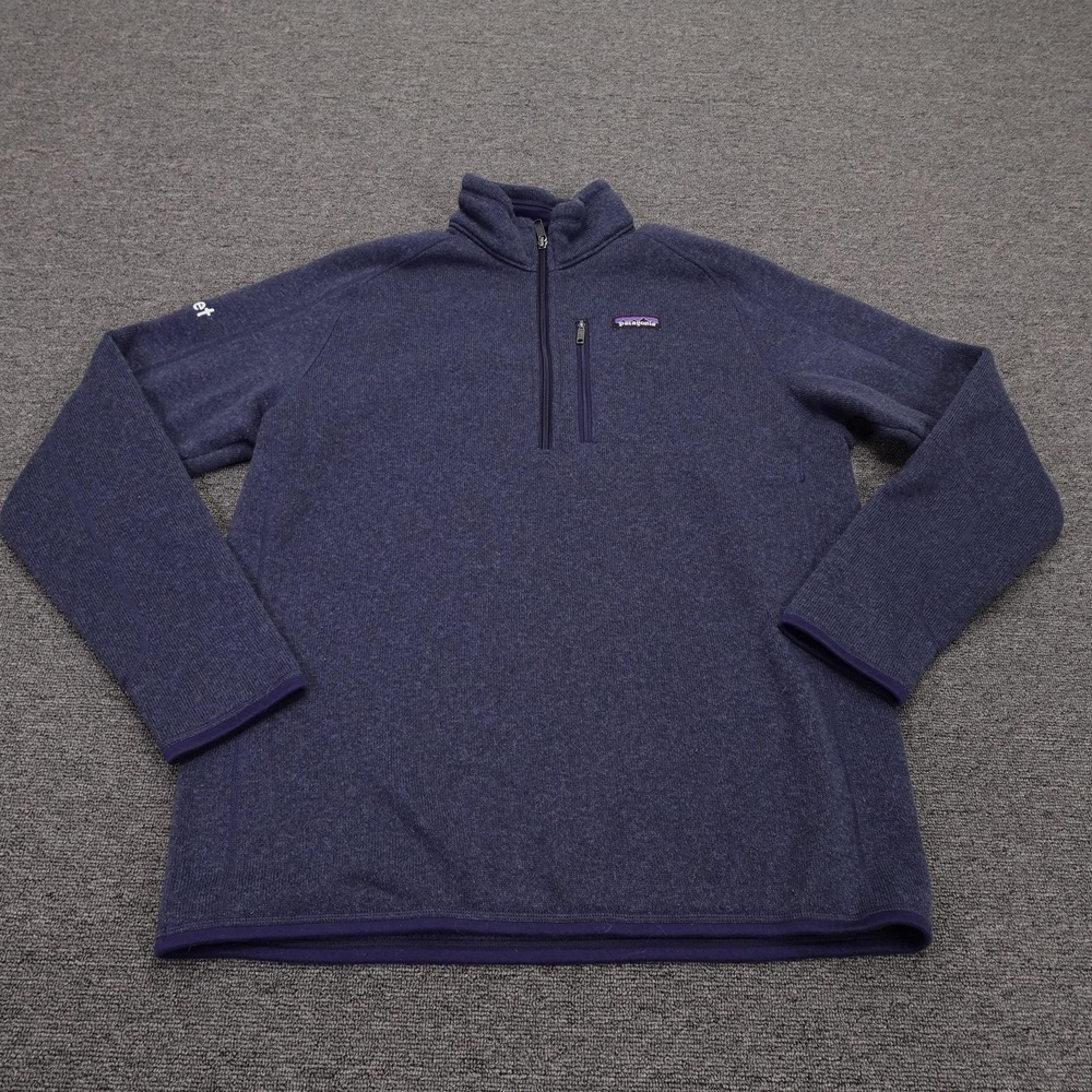 Patagonia Better Sweater Mens Large Blue Fleece 1/4 Zip Pullover Quizlet Logo